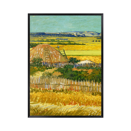 Poetic Wheat Field Painting for Home Van Gogh Artwork Wrapped Canvas in Green, Textured Clearhalo 'Art Gallery' 'Canvas Art' 'Country Art Gallery' 'French Country' 'Rustic' Arts' 1656882