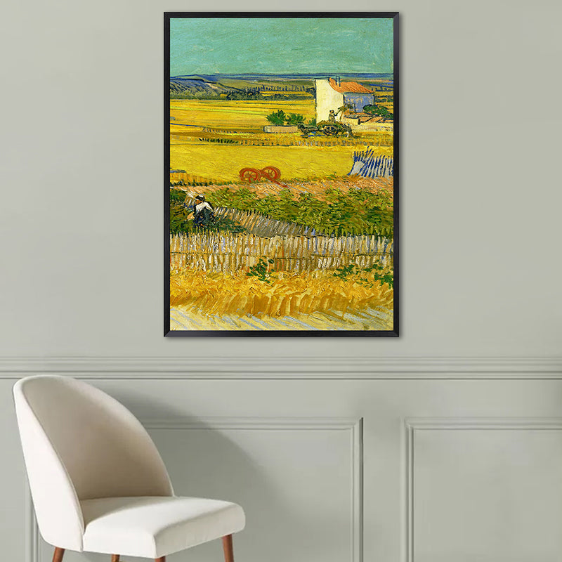 Poetic Wheat Field Painting for Home Van Gogh Artwork Wrapped Canvas in Green, Textured Clearhalo 'Art Gallery' 'Canvas Art' 'Country Art Gallery' 'French Country' 'Rustic' Arts' 1656895