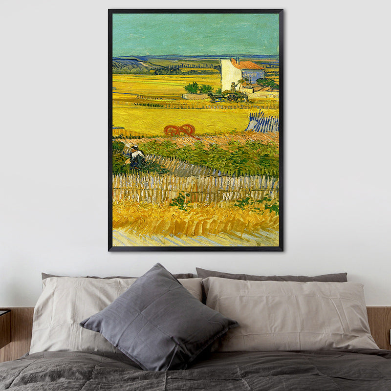 Poetic Wheat Field Painting for Home Van Gogh Artwork Wrapped Canvas in Green, Textured Clearhalo 'Art Gallery' 'Canvas Art' 'Country Art Gallery' 'French Country' 'Rustic' Arts' 1656896