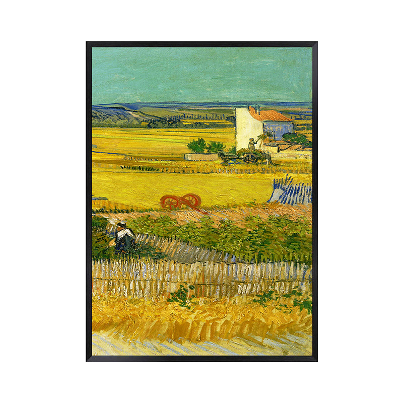 Poetic Wheat Field Painting for Home Van Gogh Artwork Wrapped Canvas in Green, Textured Clearhalo 'Art Gallery' 'Canvas Art' 'Country Art Gallery' 'French Country' 'Rustic' Arts' 1656897