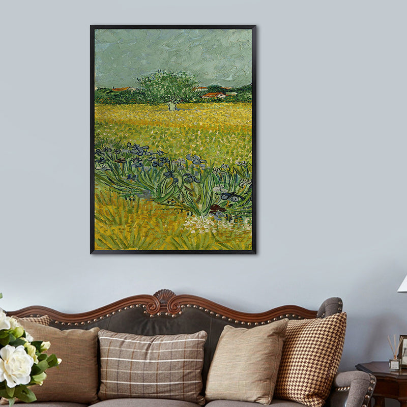 Poetic Wheat Field Painting for Home Van Gogh Artwork Wrapped Canvas in Green, Textured Clearhalo 'Art Gallery' 'Canvas Art' 'Country Art Gallery' 'French Country' 'Rustic' Arts' 1656899
