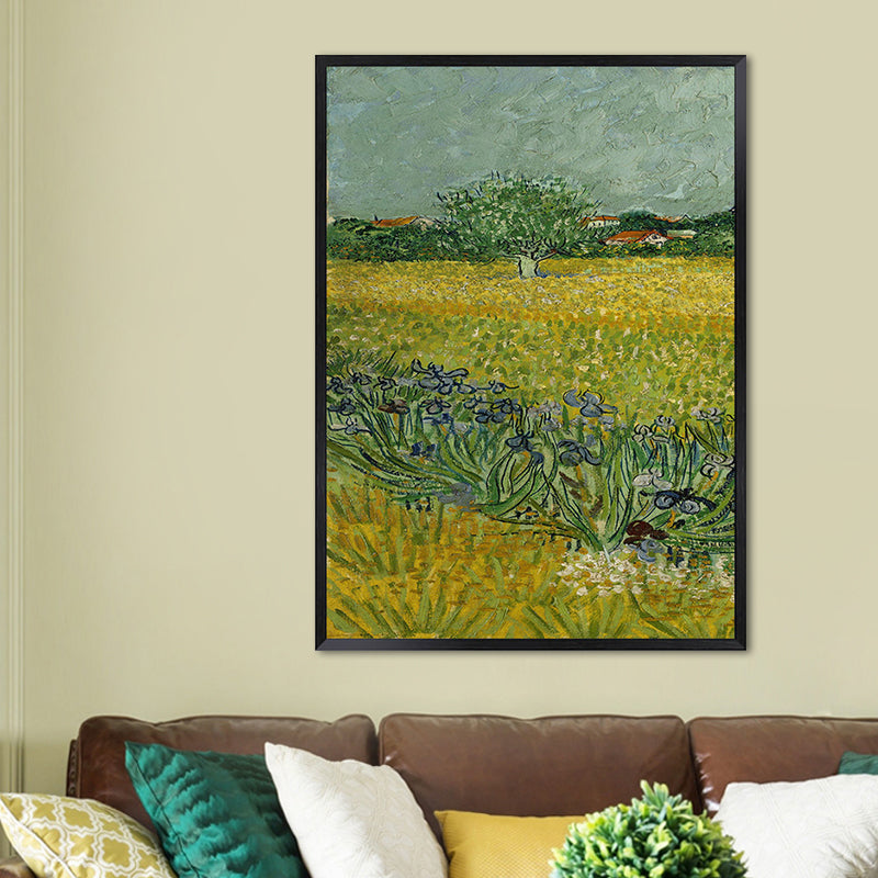 Poetic Wheat Field Painting for Home Van Gogh Artwork Wrapped Canvas in Green, Textured Clearhalo 'Art Gallery' 'Canvas Art' 'Country Art Gallery' 'French Country' 'Rustic' Arts' 1656900