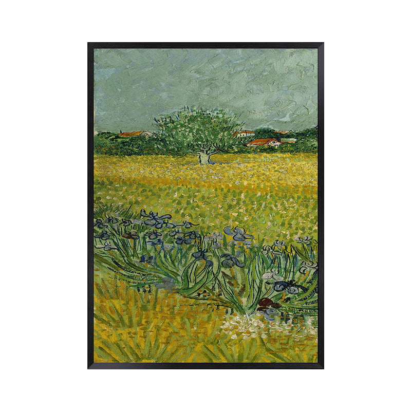 Poetic Wheat Field Painting for Home Van Gogh Artwork Wrapped Canvas in Green, Textured Clearhalo 'Art Gallery' 'Canvas Art' 'Country Art Gallery' 'French Country' 'Rustic' Arts' 1656901