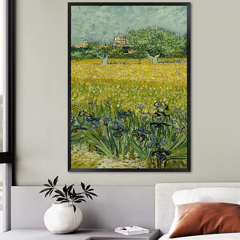 Poetic Wheat Field Painting for Home Van Gogh Artwork Wrapped Canvas in Green, Textured Green Design 2 Clearhalo 'Art Gallery' 'Canvas Art' 'Country Art Gallery' 'French Country' 'Rustic' Arts' 1656902