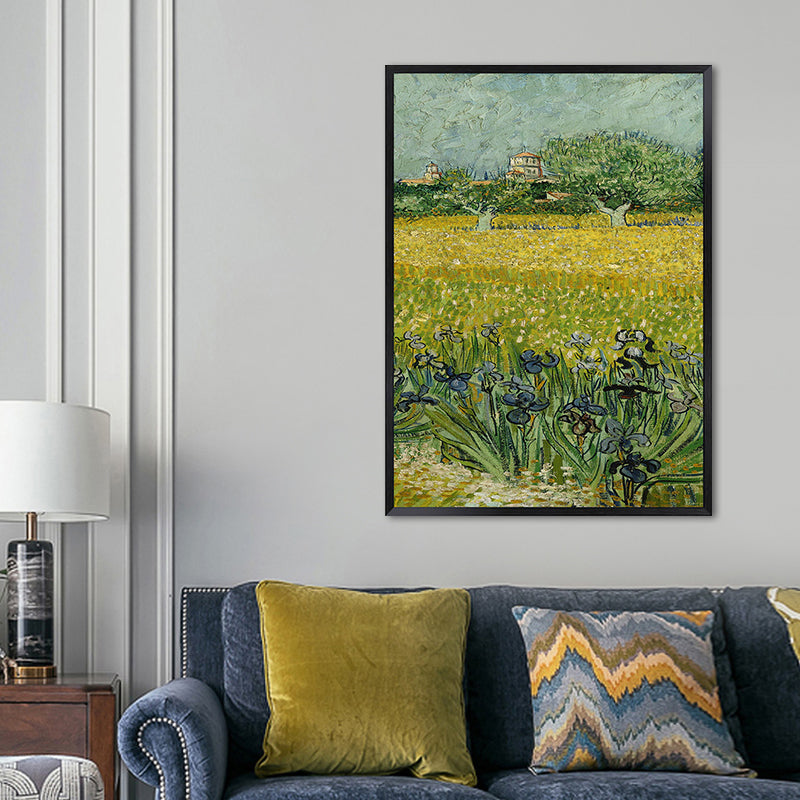 Poetic Wheat Field Painting for Home Van Gogh Artwork Wrapped Canvas in Green, Textured Clearhalo 'Art Gallery' 'Canvas Art' 'Country Art Gallery' 'French Country' 'Rustic' Arts' 1656903