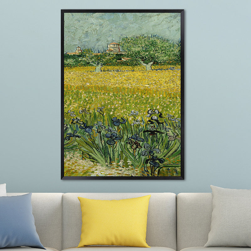 Poetic Wheat Field Painting for Home Van Gogh Artwork Wrapped Canvas in Green, Textured Clearhalo 'Art Gallery' 'Canvas Art' 'Country Art Gallery' 'French Country' 'Rustic' Arts' 1656904