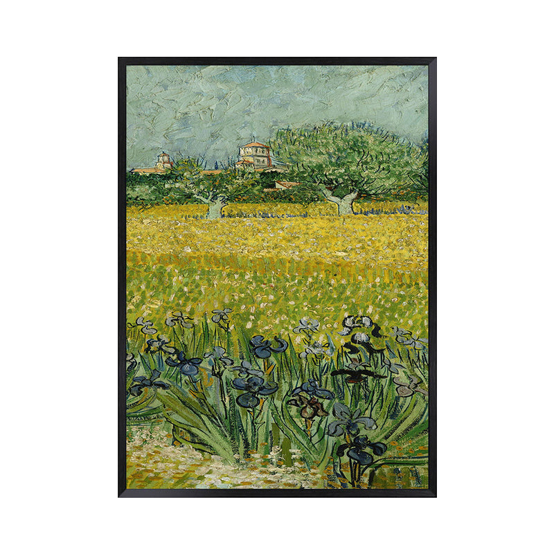 Poetic Wheat Field Painting for Home Van Gogh Artwork Wrapped Canvas in Green, Textured Clearhalo 'Art Gallery' 'Canvas Art' 'Country Art Gallery' 'French Country' 'Rustic' Arts' 1656905