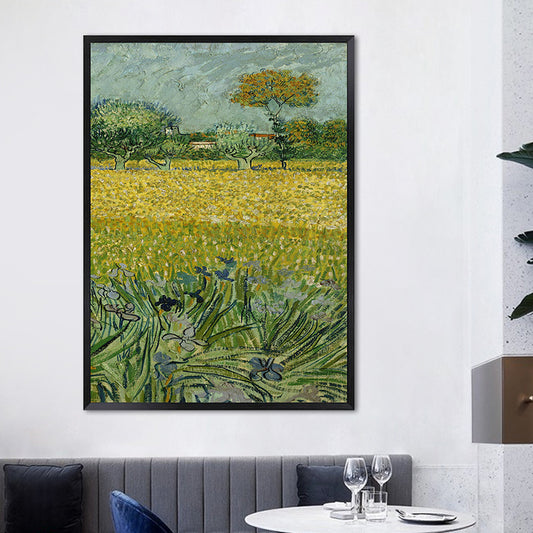 Poetic Wheat Field Painting for Home Van Gogh Artwork Wrapped Canvas in Green, Textured Green Design 3 Clearhalo 'Art Gallery' 'Canvas Art' 'Country Art Gallery' 'French Country' 'Rustic' Arts' 1656906