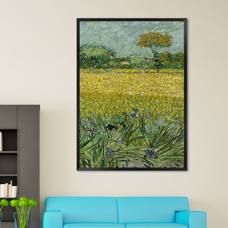 Poetic Wheat Field Painting for Home Van Gogh Artwork Wrapped Canvas in Green, Textured Clearhalo 'Art Gallery' 'Canvas Art' 'Country Art Gallery' 'French Country' 'Rustic' Arts' 1656908