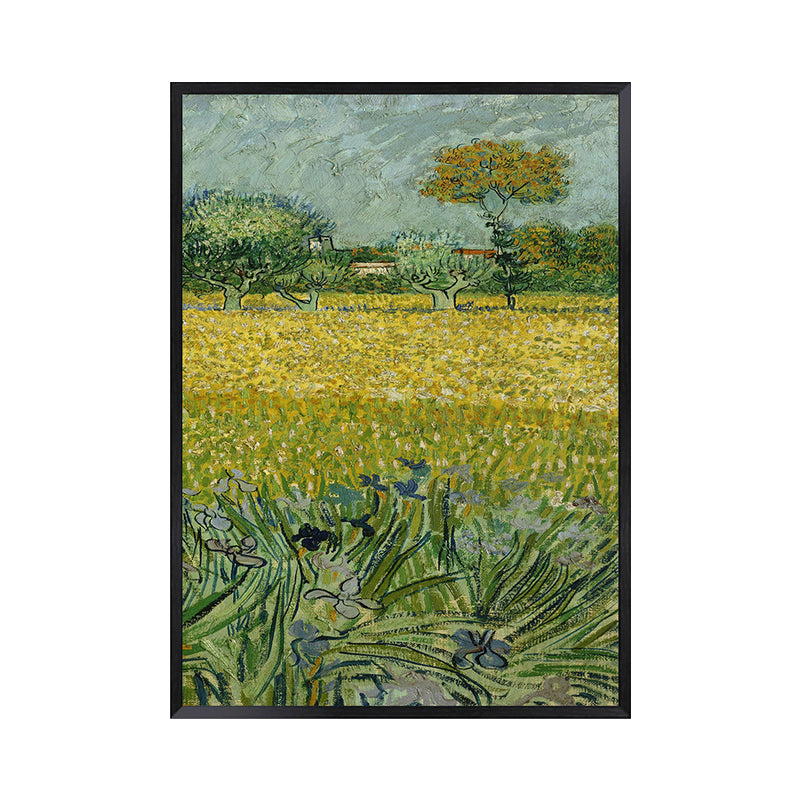 Poetic Wheat Field Painting for Home Van Gogh Artwork Wrapped Canvas in Green, Textured Clearhalo 'Art Gallery' 'Canvas Art' 'Country Art Gallery' 'French Country' 'Rustic' Arts' 1656909