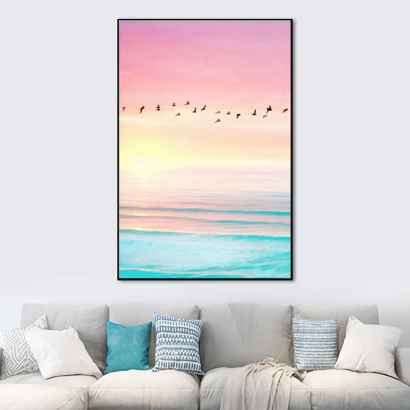 Colorful Coastal Scenery Canvas Print Textured Surface Wall Art Decor for Dining Room Clearhalo 'Art Gallery' 'Canvas Art' 'Contemporary Art Gallery' 'Modern' Arts' 1656921