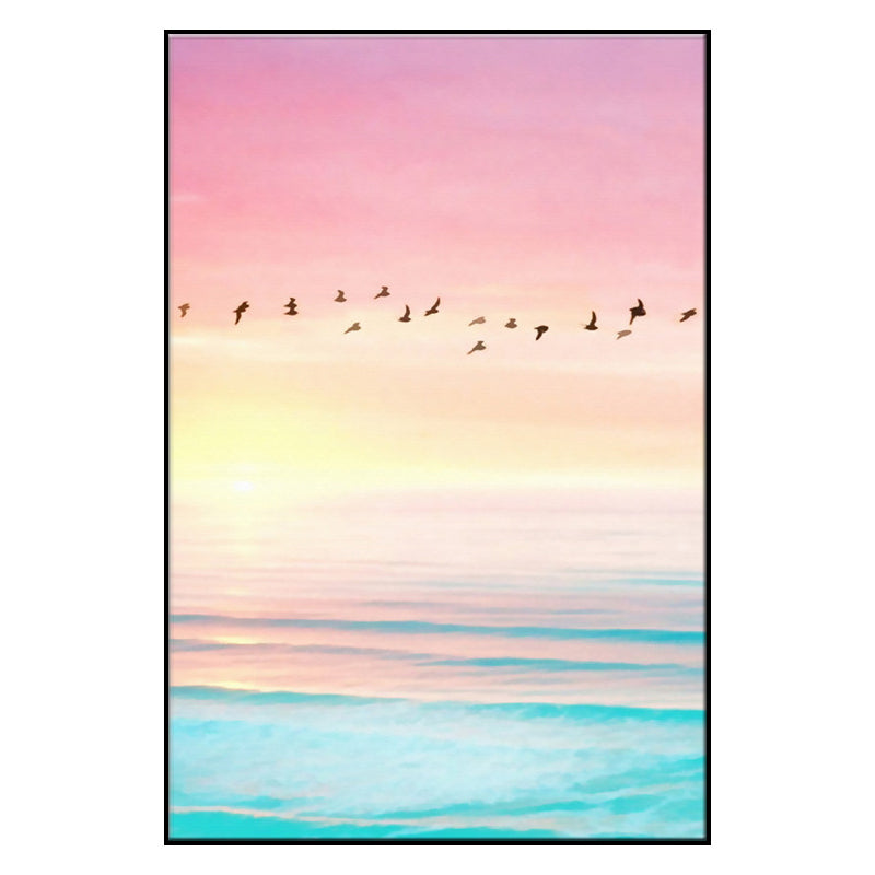 Colorful Coastal Scenery Canvas Print Textured Surface Wall Art Decor for Dining Room Clearhalo 'Art Gallery' 'Canvas Art' 'Contemporary Art Gallery' 'Modern' Arts' 1656924