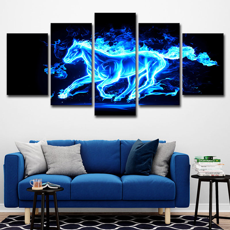 Multi-Piece Image Running Horse Painting Contemporary Canvas Wall Art, Multiple Sizes Clearhalo 'Art Gallery' 'Canvas Art' 'Contemporary Art Gallery' 'Modern' Arts' 1656946