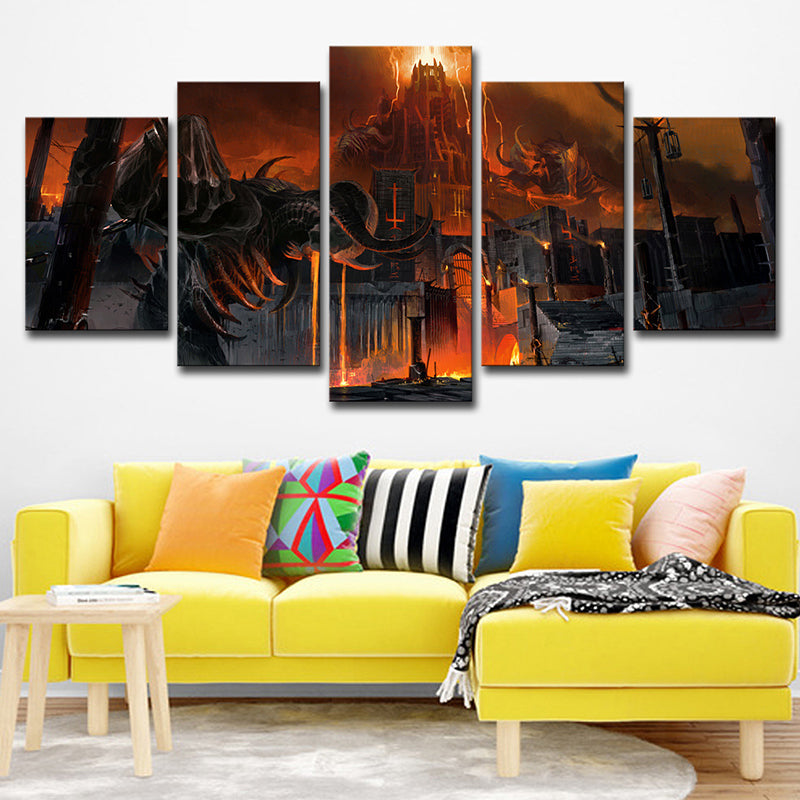 Multi-Piece Nighty Castle Painting Canvas Children's Art Wall Print for Kids Bedroom Brown Clearhalo 'Art Gallery' 'Canvas Art' 'Kids' Arts' 1656953
