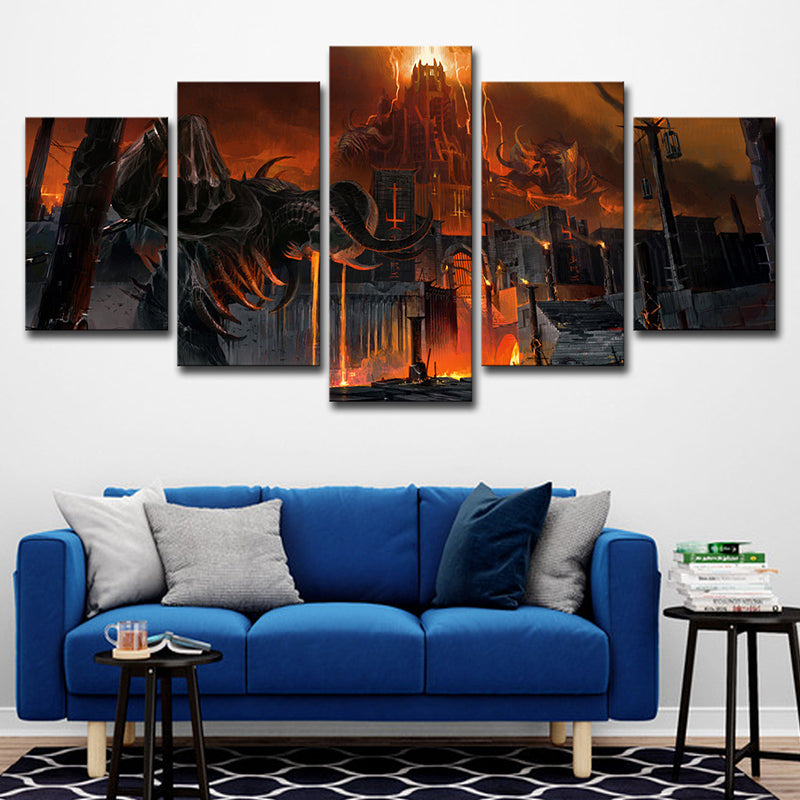 Multi-Piece Nighty Castle Painting Canvas Children's Art Wall Print for Kids Bedroom Clearhalo 'Art Gallery' 'Canvas Art' 'Kids' Arts' 1656954