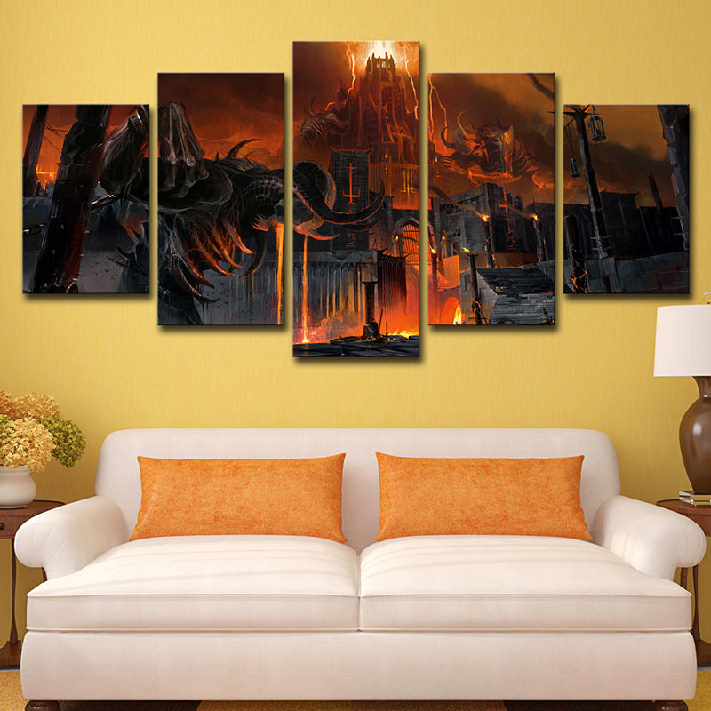 Multi-Piece Nighty Castle Painting Canvas Children's Art Wall Print for Kids Bedroom Clearhalo 'Art Gallery' 'Canvas Art' 'Kids' Arts' 1656955