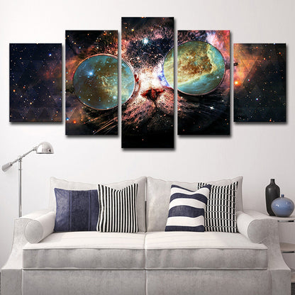 Outer Space Wall Decor Black Canvas Painting Multi-Piece, Multiple Sizes Options Black Clearhalo 'Art Gallery' 'Canvas Art' 'Kids' Arts' 1656961