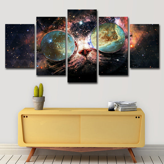 Outer Space Wall Decor Black Canvas Painting Multi-Piece, Multiple Sizes Options Clearhalo 'Art Gallery' 'Canvas Art' 'Kids' Arts' 1656962