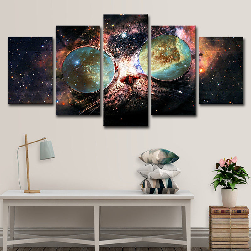 Outer Space Wall Decor Black Canvas Painting Multi-Piece, Multiple Sizes Options Clearhalo 'Art Gallery' 'Canvas Art' 'Kids' Arts' 1656963