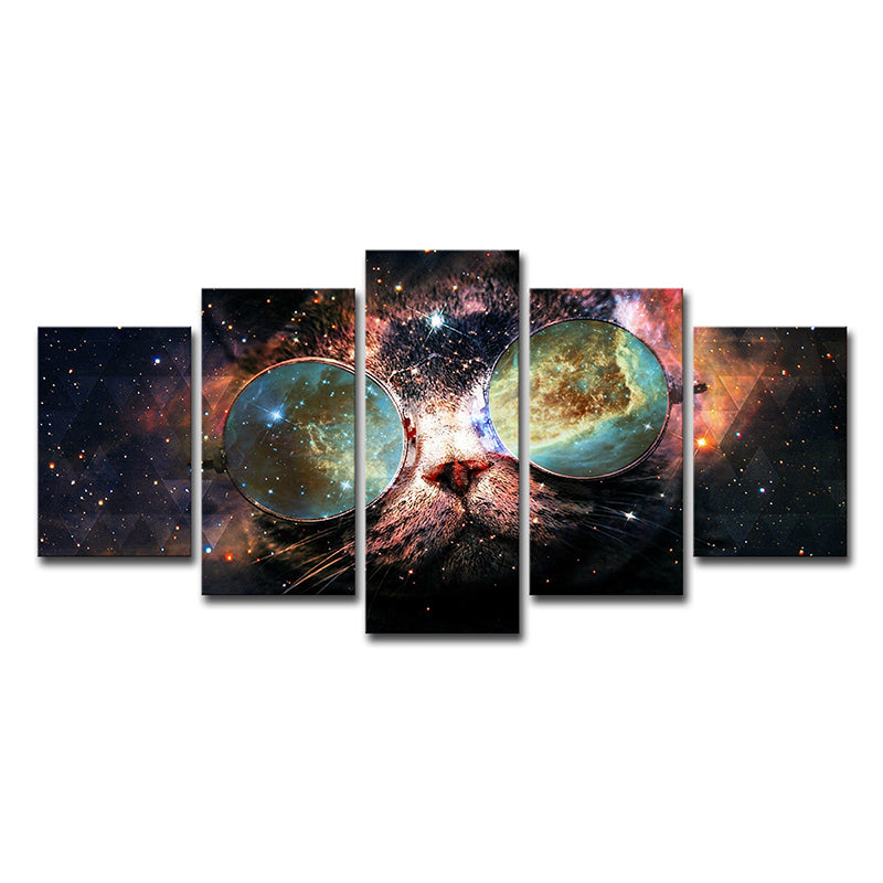 Outer Space Wall Decor Black Canvas Painting Multi-Piece, Multiple Sizes Options Clearhalo 'Art Gallery' 'Canvas Art' 'Kids' Arts' 1656964