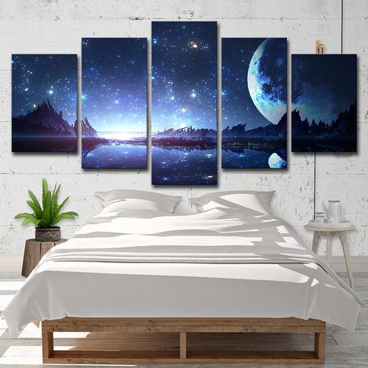 Kids Style Canvas Blue Starry Night and Forest Wall Decor, Multiple Sizes Options Blue Clearhalo 'Art Gallery' 'Canvas Art' 'Kids' Arts' 1656969