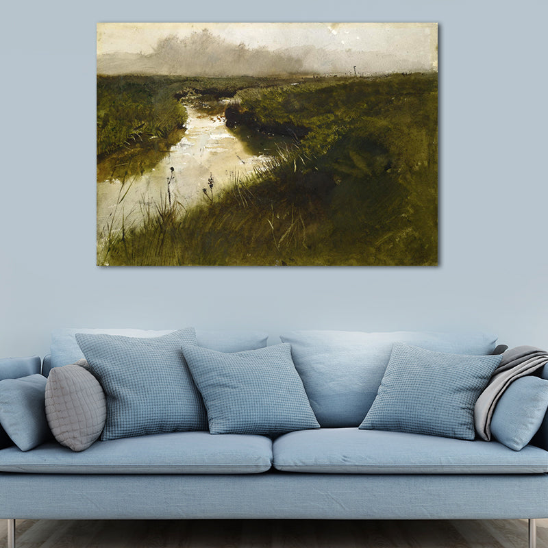 Wilds Painting Wall Decor Farmhouse Gloomy Scenery Canvas Art in Dark Color for Home Clearhalo 'Art Gallery' 'Canvas Art' 'Country Art Gallery' 'French Country' 'Rustic' Arts' 1656993