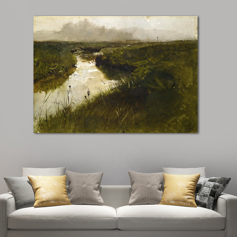 Wilds Painting Wall Decor Farmhouse Gloomy Scenery Canvas Art in Dark Color for Home Clearhalo 'Art Gallery' 'Canvas Art' 'Country Art Gallery' 'French Country' 'Rustic' Arts' 1656994