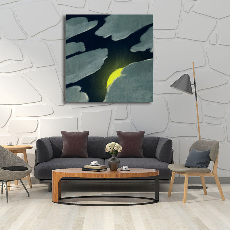 Moon Behind the Cloud Canvas Print Dark Color Childrens Art Painting for Kids Room Clearhalo 'Art Gallery' 'Canvas Art' 'Kids' Arts' 1657004