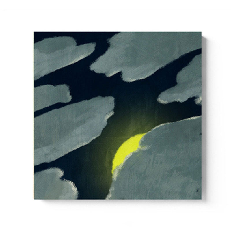 Moon Behind the Cloud Canvas Print Dark Color Childrens Art Painting for Kids Room Clearhalo 'Art Gallery' 'Canvas Art' 'Kids' Arts' 1657005