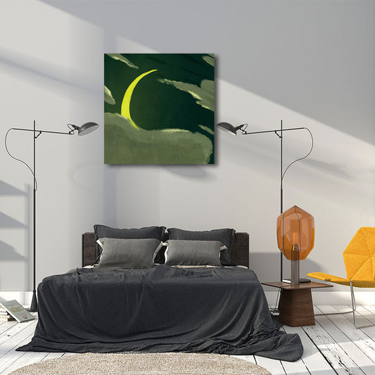Moon Behind the Cloud Canvas Print Dark Color Childrens Art Painting for Kids Room Clearhalo 'Art Gallery' 'Canvas Art' 'Kids' Arts' 1657010