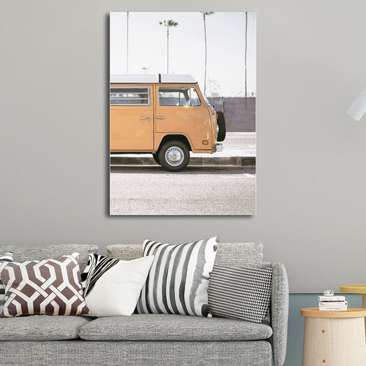 Bus Wall Art Textured Modern Style Living Room Canvas Print in Yellow-White Yellow Clearhalo 'Art Gallery' 'Canvas Art' 'Contemporary Art Gallery' 'Modern' Arts' 1657014