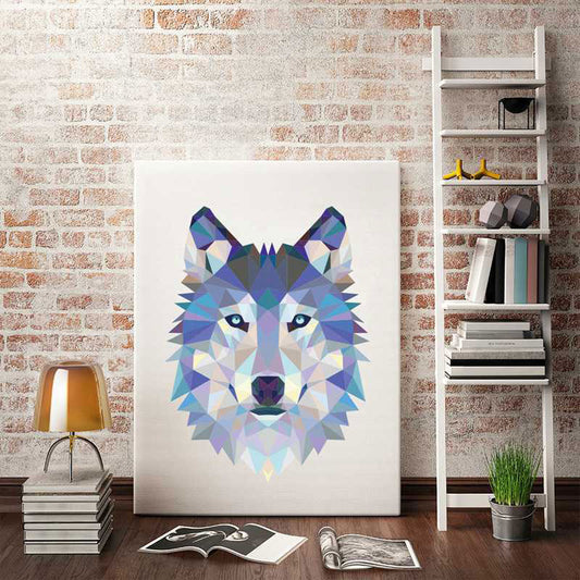 Wolf Wrapped Canvas Mediterranean Textured Wall Art Prints in Blue for Study Room Blue Clearhalo 'Art Gallery' 'Canvas Art' 'Kids' Arts' 1657030