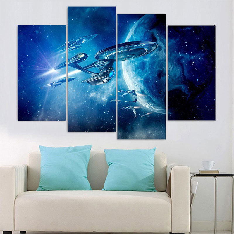 Children's Art Planet Scenery Art Canvas Textured Light Color Wall Decor for Kitchen Blue Clearhalo 'Art Gallery' 'Canvas Art' 'Kids' Arts' 1657038