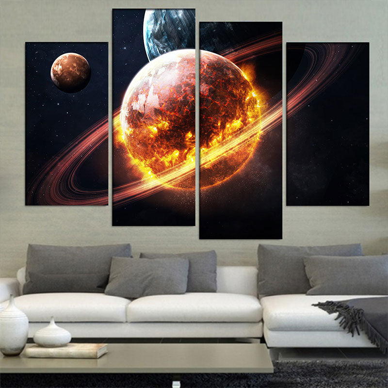 Children's Art Planet Scenery Art Canvas Textured Light Color Wall Decor for Kitchen Orange Clearhalo 'Art Gallery' 'Canvas Art' 'Kids' Arts' 1657046