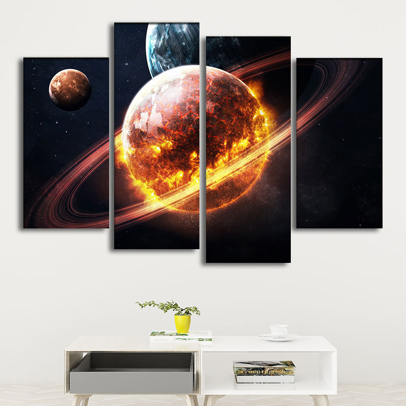 Children's Art Planet Scenery Art Canvas Textured Light Color Wall Decor for Kitchen Clearhalo 'Art Gallery' 'Canvas Art' 'Kids' Arts' 1657047