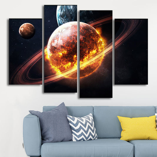 Children's Art Planet Scenery Art Canvas Textured Light Color Wall Decor for Kitchen Clearhalo 'Art Gallery' 'Canvas Art' 'Kids' Arts' 1657048