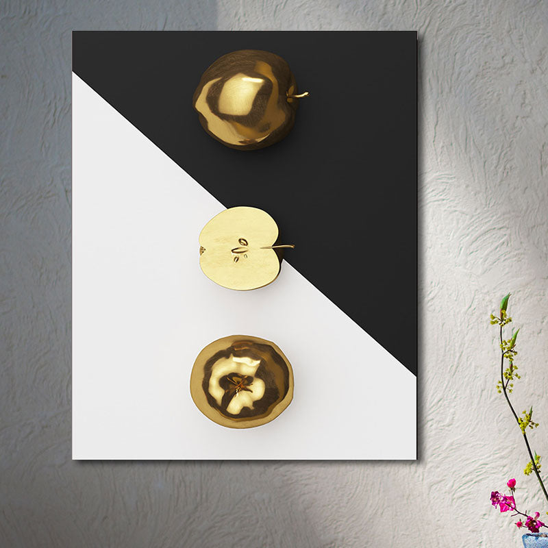 Geometric Canvas Wall Art Nordic Style Tasty Fruit Print Wall Decor in Bright Color Gold Clearhalo 'Arts' 'Canvas Art' 1657059