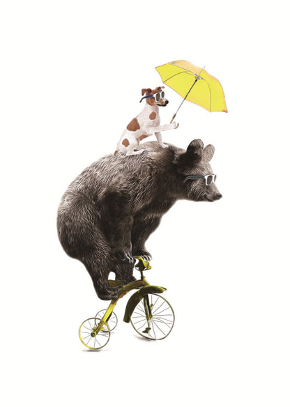 Contemporary Dog and Bear Wall Art Brown Decorative Wrapped Canvas for Living Room Brown Clearhalo 'Art Gallery' 'Canvas Art' 'Kids' Arts' 1657063