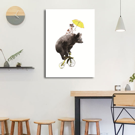 Contemporary Dog and Bear Wall Art Brown Decorative Wrapped Canvas for Living Room Clearhalo 'Art Gallery' 'Canvas Art' 'Kids' Arts' 1657064