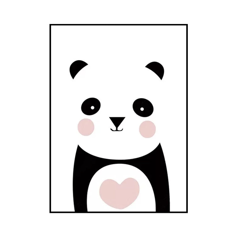Modern Cute Panda Wall Decor Canvas Decorative White Art Print for Nursery, Multiple Sizes Clearhalo 'Art Gallery' 'Canvas Art' 'Kids' Arts' 1657075
