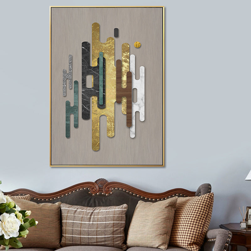 Glam Metal Wall Art Decor Bright Color Abstract Patterned Canvas for Living Room Grey Clearhalo 'Arts' 'Canvas Art' 1657091