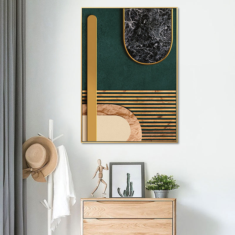 Glam Metal Wall Art Decor Bright Color Abstract Patterned Canvas for Living Room Gold Clearhalo 'Arts' 'Canvas Art' 1657095