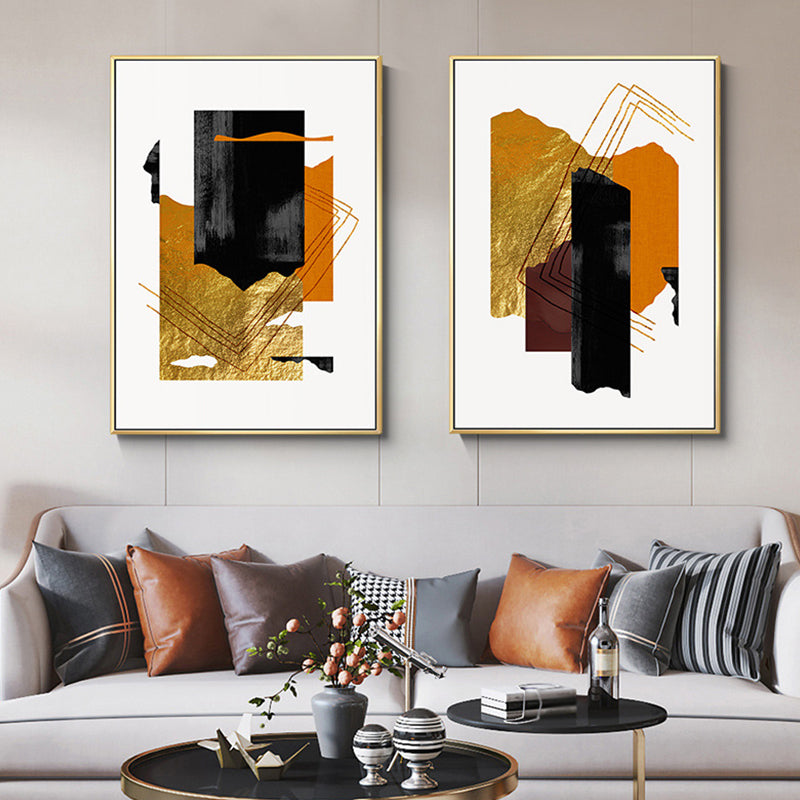 Mixed Media Glam Canvas Wall Art with Abstract Pattern in Dark Color for Bedroom Clearhalo 'Arts' 'Canvas Art' 1657099