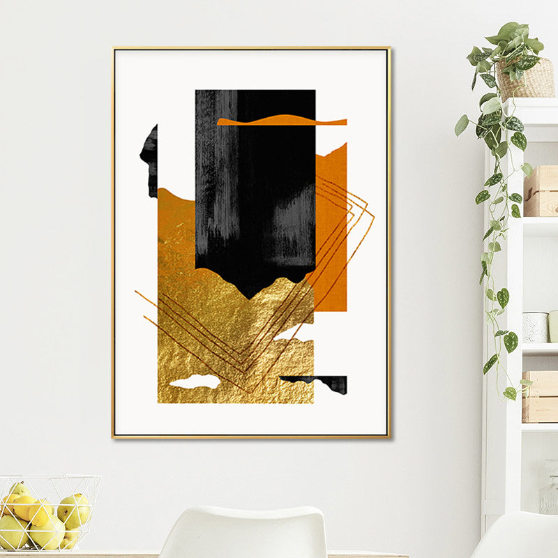 Mixed Media Glam Canvas Wall Art with Abstract Pattern in Dark Color for Bedroom Gold Clearhalo 'Arts' 'Canvas Art' 1657108