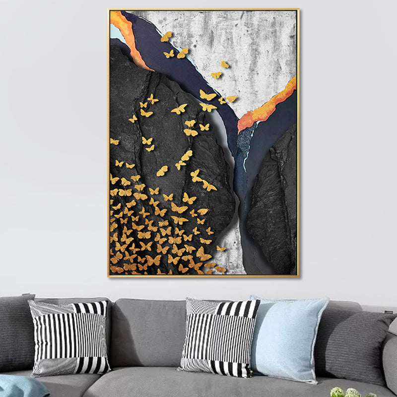 Mixed Media Glam Canvas Wall Art with Abstract Pattern in Dark Color for Bedroom Clearhalo 'Arts' 'Canvas Art' 1657114