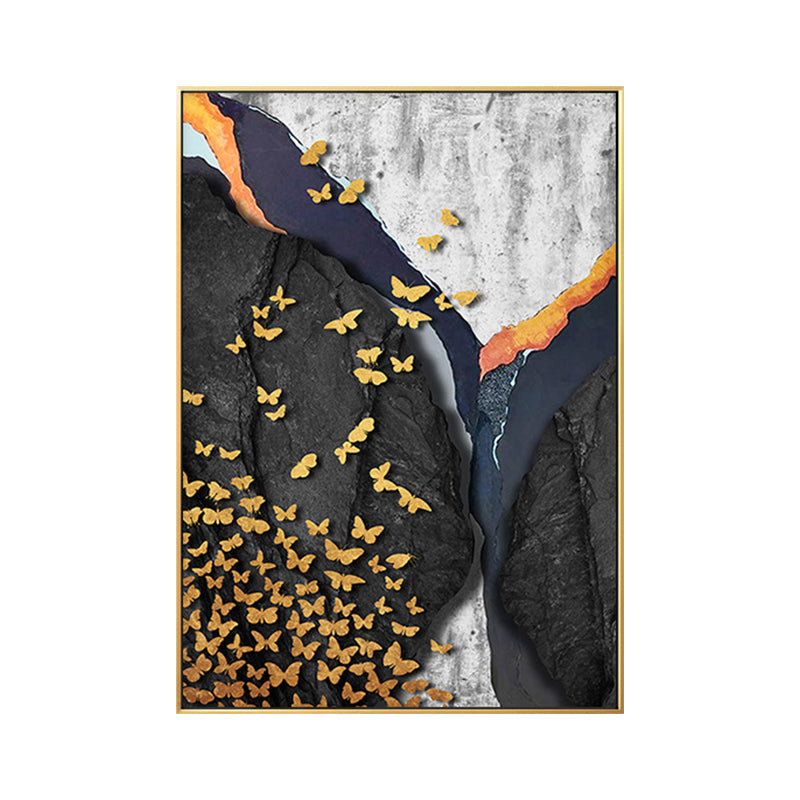 Mixed Media Glam Canvas Wall Art with Abstract Pattern in Dark Color for Bedroom Clearhalo 'Arts' 'Canvas Art' 1657115