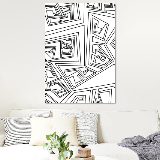 Charcoal Drawings Abstract Pattern Art Minimalism Canvas Textured Painting in White Clearhalo 'Art Gallery' 'Canvas Art' 'Contemporary Art Gallery' 'Contemporary Art' 'Minimalism' 'Minimalist Art Gallery' 'Scandinavian' Arts' 1657120