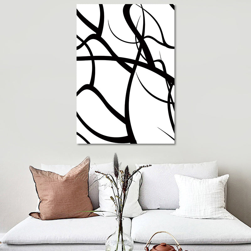 Charcoal Drawings Abstract Pattern Art Minimalism Canvas Textured Painting in White Clearhalo 'Art Gallery' 'Canvas Art' 'Contemporary Art Gallery' 'Contemporary Art' 'Minimalism' 'Minimalist Art Gallery' 'Scandinavian' Arts' 1657126