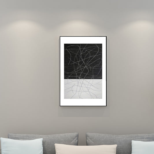 Minimalism Style Irregular Line Art in Black Textured Wall Print for Living Room Clearhalo 'Art Gallery' 'Canvas Art' 'Contemporary Art Gallery' 'Contemporary Art' 'Minimalism' 'Minimalist Art Gallery' 'Scandinavian' Arts' 1657145