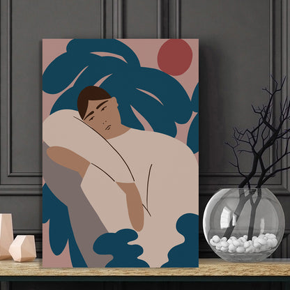 Scandinavian Abstract People Painting Living Room Wall Art Decor in White, Multiple Size Options White Clearhalo 'Arts' 'Canvas Art' 1657181